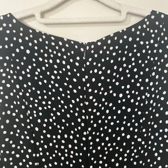 Lauren Ralph Lauren Fit and Flare Dress 12 Black White Polka Dot Feminine Flirty - Picture 3 of 9